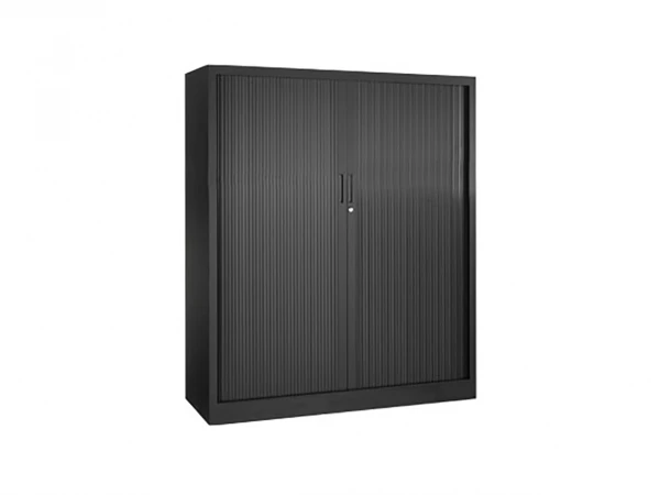 Roldeurkast Met 2 Legplanken - Zwart Zwart 3 Roldeurkast Met 2 Legplanken - Zwart Zwart