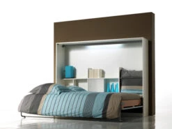 Opklapbed 2 Persoons BASE - Wit/eik Multicolor