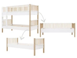 Combi-stapelbed MIKA - Wit/Eiken Wit -Lifetime || ESSENZA || Zuiver Winkel bopita mika 67352