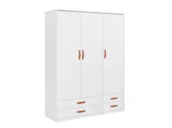 Kast Kleerkast - Wit Met Lederen Grepen Wit