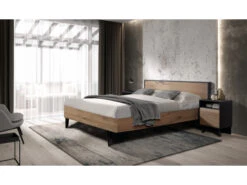 Bed SITA 180x200 Cm - Wilde Eik/zwart Hout