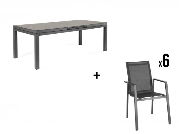 Tuinset PEDRO/COPPI - Zwart/marmerlook Zwart 3 Tuinset PEDRO/COPPI - Zwart/marmerlook Zwart