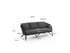 3-zit Loungezetel BRANZIE - Zwart Zwart -Lifetime || ESSENZA || Zuiver Winkel kave home branzie 55110