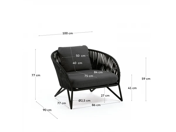 Loungestoel BRANZIE - Zwart Zwart 11 Loungestoel BRANZIE - Zwart Zwart - Afbeelding 9