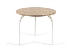 Ronde Tuintafel CAILIN - Massief Acacia/wit Hout