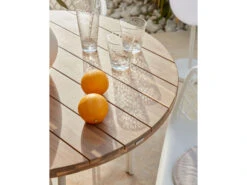 Ronde Tuintafel CAILIN - Massief Acacia/wit Hout -Lifetime || ESSENZA || Zuiver Winkel kave home cailin 55840