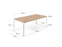 Tuintafel CAILIN - Massief Acaciahout/wit Hout -Lifetime || ESSENZA || Zuiver Winkel kave home cailin 55879