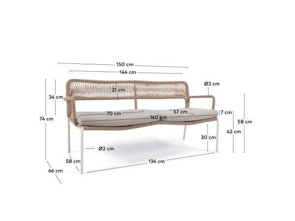 2-zit Loungebank CAILIN - Beige/wit Beige 14 2-zit Loungebank CAILIN - Beige/wit Beige - Afbeelding 12