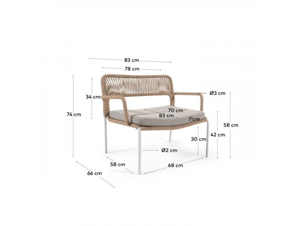 Loungestoel CAILIN - Beige/wit Beige 15 Loungestoel CAILIN - Beige/wit Beige - Afbeelding 13