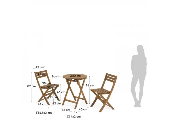 Tuinset Opvouwbaar ELISIA - Acacia Hout 14 Tuinset Opvouwbaar ELISIA - Acacia Hout - Afbeelding 12