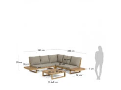 Loungeset FLAVIINA - Acacia Hout -Lifetime || ESSENZA || Zuiver Winkel kave home flaviina 42281