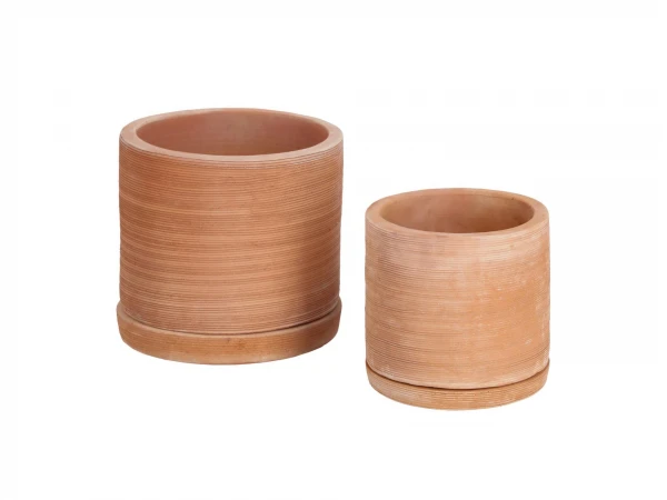 Set Van 2 Bloempotten Met Schotel KARLINA - Terracotta Bruin 3 Set Van 2 Bloempotten Met Schotel KARLINA - Terracotta Bruin