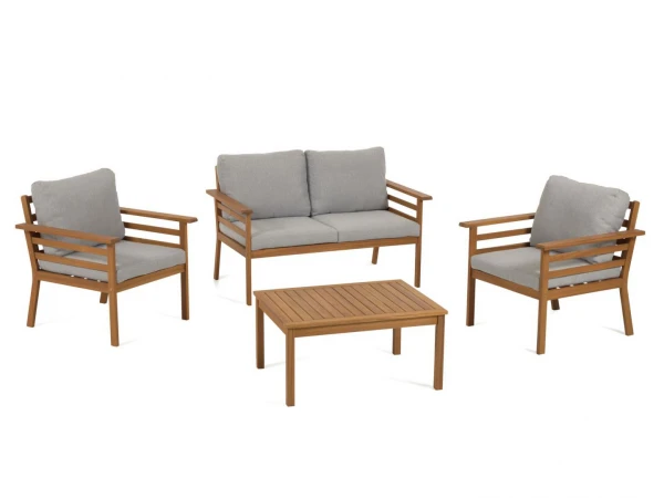 Houten Loungeset VILMA - Massief Acaciahout Hout 3 Houten Loungeset VILMA - Massief Acaciahout Hout