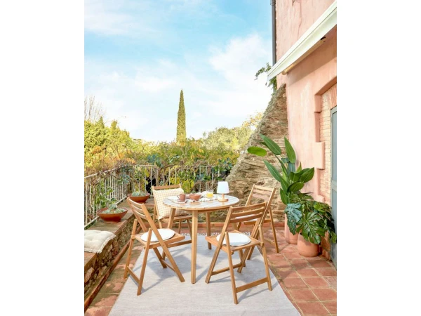 Ronde Tuintafel VILMA - Massief Acaciahout Hout 4 Ronde Tuintafel VILMA - Massief Acaciahout Hout - Afbeelding 2