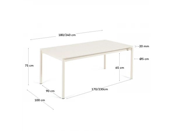 Uitschuifbare Aluminium Tuintafel ZALTANA - Wit Wit 13 Uitschuifbare Aluminium Tuintafel ZALTANA - Wit Wit - Afbeelding 11