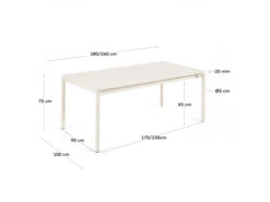 Uitschbare Aluminium Tuintafel ZALTANA - Wit Wit -Lifetime || ESSENZA || Zuiver Winkel kave home zaltana 55200
