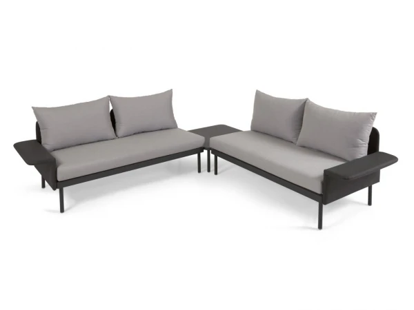 Loungeset Aluminium ZALTANA - Zwart Zwart 3 Loungeset Aluminium ZALTANA - Zwart Zwart
