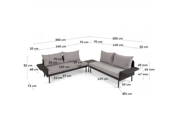 Loungeset Aluminium ZALTANA - Zwart Zwart 13 Loungeset Aluminium ZALTANA - Zwart Zwart - Afbeelding 11