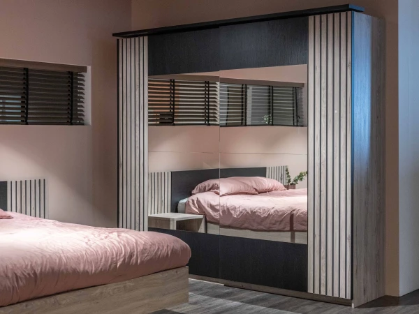 Schuifdeurkast LIMA - Lichtgrijs Eiken Grijs 3 Schuifdeurkast LIMA - Lichtgrijs Eiken Grijs