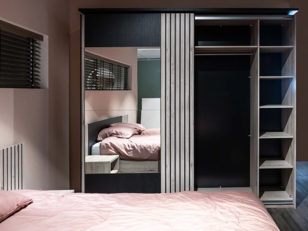 Schuifdeurkast LIMA - Lichtgrijs Eiken Grijs 4 Schuifdeurkast LIMA - Lichtgrijs Eiken Grijs - Afbeelding 2