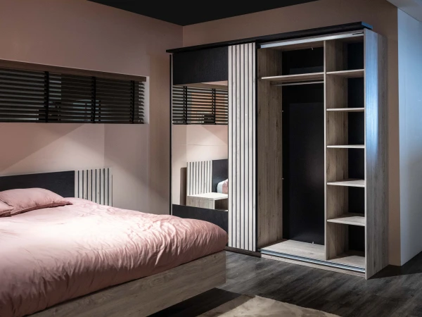 Schuifdeurkast LIMA - Lichtgrijs Eiken Grijs 6 Schuifdeurkast LIMA - Lichtgrijs Eiken Grijs - Afbeelding 4