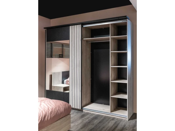 Schuifdeurkast LIMA - Lichtgrijs Eiken Grijs 7 Schuifdeurkast LIMA - Lichtgrijs Eiken Grijs - Afbeelding 5