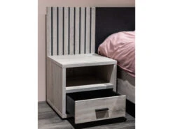 2-persoonbed Met 2 Nachttafels LIMA - Lichtgrijs Eiken Hout -Lifetime || ESSENZA || Zuiver Winkel meubar lima slaapkamer 70859