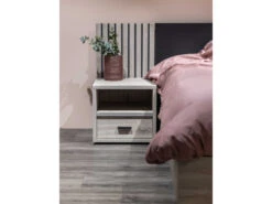 2-persoonbed Met 2 Nachttafels LIMA - Lichtgrijs Eiken Hout -Lifetime || ESSENZA || Zuiver Winkel meubar lima slaapkamer 70862