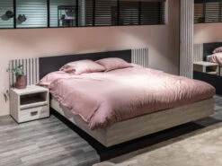 2-persoonbed Met 2 Nachttafels LIMA - Lichtgrijs Eiken Hout -Lifetime || ESSENZA || Zuiver Winkel meubar lima slaapkamer 70875