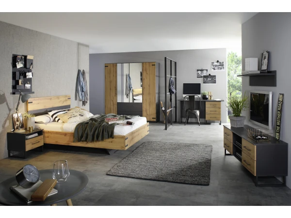 Nachttafel BUTTE - Wotan Eik/Metallic Grijs Hout 5 Nachttafel BUTTE - Wotan Eik/Metallic Grijs Hout - Afbeelding 3