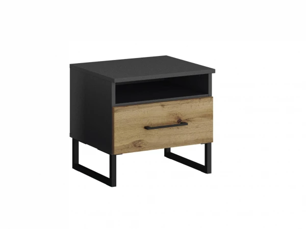 Nachttafel BUTTE - Wotan Eik/Metallic Grijs Hout 3 Nachttafel BUTTE - Wotan Eik/Metallic Grijs Hout