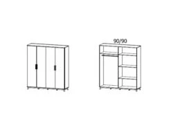 Kleerkast 4 Deuren CARLSSON - Wit Wit -Lifetime || ESSENZA || Zuiver Winkel rauch carlsson 32367