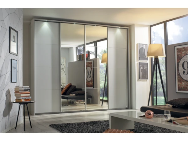 Kleerkast SYNCRONO Met Spiegel - Wit Wit 3 Kleerkast SYNCRONO Met Spiegel - Wit Wit