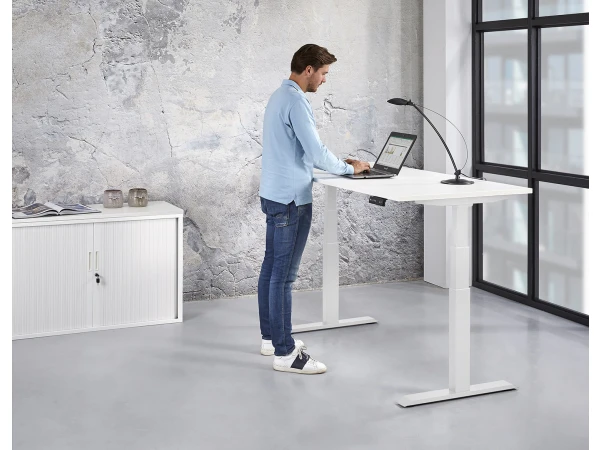 Bureau Verstelbaar In Hoogte - Wit Wit 7 Bureau Verstelbaar In Hoogte - Wit Wit - Afbeelding 5