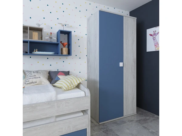 Kleerkast 2 Deuren JULES - Blauw Blauw 5 Kleerkast 2 Deuren JULES - Blauw Blauw - Afbeelding 3