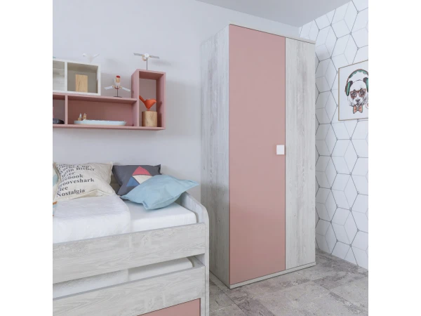 Kleerkast 2 Deuren JULES - Roze Roze 5 Kleerkast 2 Deuren JULES - Roze Roze - Afbeelding 3