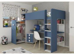 Hoogslaper JULES Met Kleerkast - Blauw Blauw -Lifetime || ESSENZA || Zuiver Winkel richter young design jules 50407