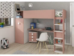 Hoogslaper JULES Met Kleerkast - Roze Roze