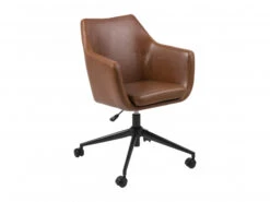 Bureaustoel NORA - Brandy Lederlook Cognac