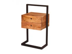 Nachtkastje RIGID - Acacia/zwart Metaal Hout
